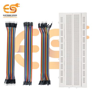 Combo of 830 Points Solderless Breadboard with 60pcs Jumper Wires (Male-Male | Male-Female | Female-Female)